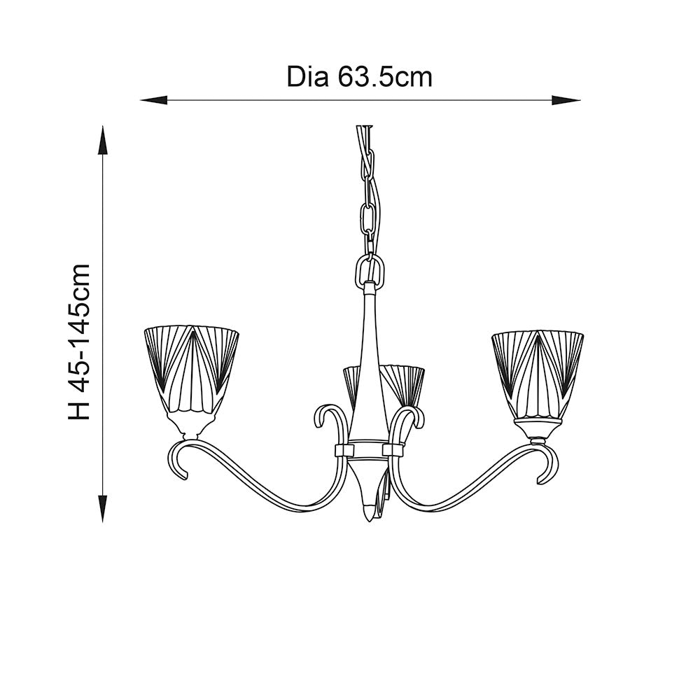 Columbia Brass 3-Light Pendant & Deco Glass - Comet Lighting