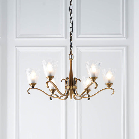 Columbia Brass 6-Light Pendant & Deco Glass - Comet Lighting