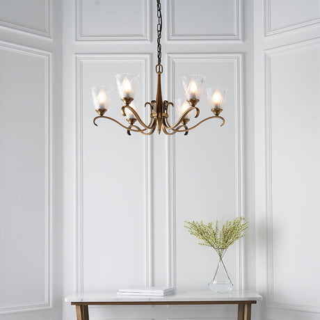 Columbia Brass 6-Light Pendant & Deco Glass - Comet Lighting