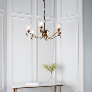 Columbia Brass 6-Light Pendant & Deco Glass - Comet Lighting