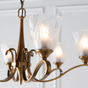 Columbia Brass 6-Light Pendant & Deco Glass - Comet Lighting