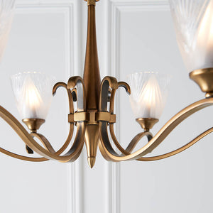 Columbia Brass 6-Light Pendant & Deco Glass - Comet Lighting