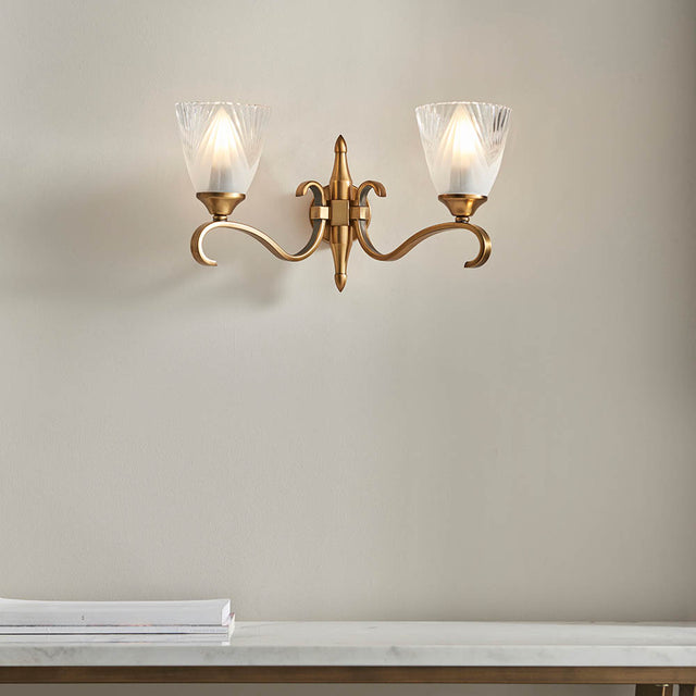 Columbia Brass Twin Wall & Deco Glass - Comet Lighting