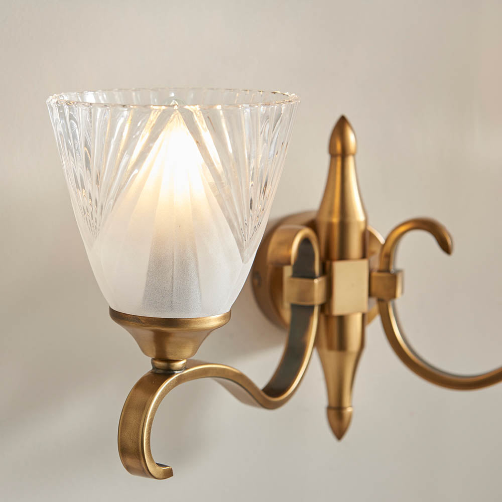 Columbia Brass Twin Wall & Deco Glass - Comet Lighting