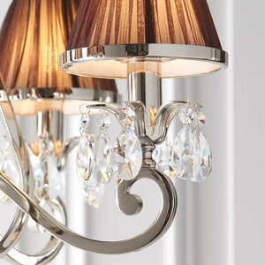 Oksana Nickel 5-Light Pendant & Chocolate Shades - Comet Lighting