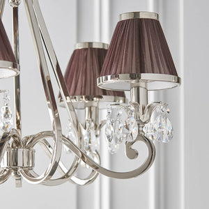 Oksana Nickel 5-Light Pendant & Chocolate Shades - Comet Lighting