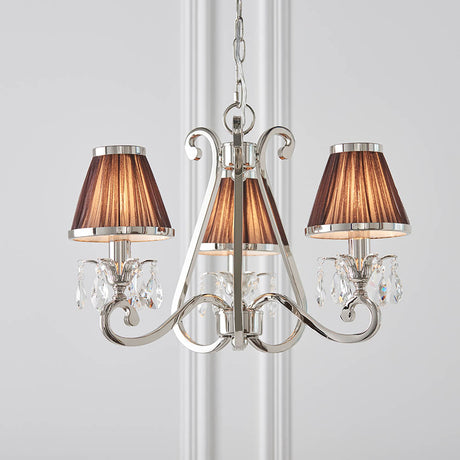 Oksana Nickel 3-Light Pendant & Chocolate Shades - Comet Lighting