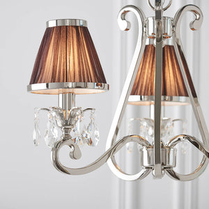 Oksana Nickel 3-Light Pendant & Chocolate Shades - Comet Lighting
