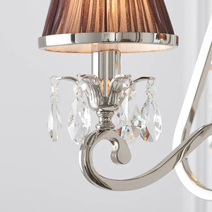 Oksana Nickel 3-Light Pendant & Chocolate Shades - Comet Lighting