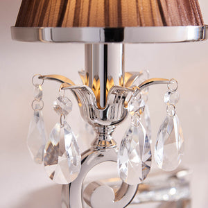 Oksana Nickel Twin Wall Light & Chocolate Shades - Comet Lighting