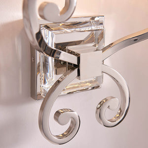 Oksana Nickel Twin Wall Light & Chocolate Shades - Comet Lighting