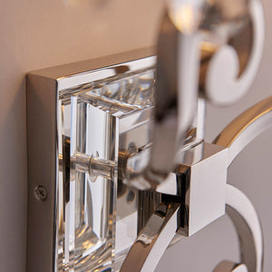 Oksana Nickel Twin Wall Light & Chocolate Shades - Comet Lighting