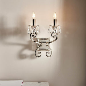 Oksana Nickel Twin Wall Light - Comet Lighting