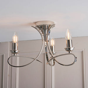 Penn Nickel 3-Light Semi Flush Ceiling Light - Comet Lighting