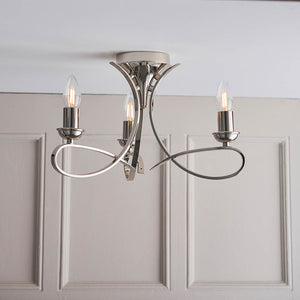 Penn Nickel 3-Light Semi Flush Ceiling Light - Comet Lighting