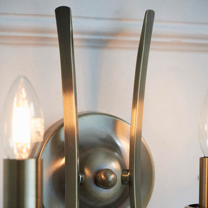 Penn Brushed Brass Twin Wall Light - Comet Lighting