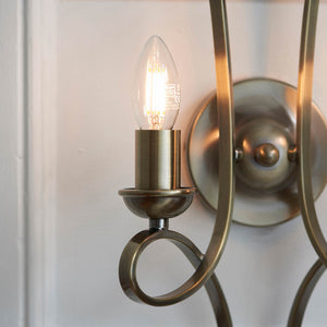 Penn Brushed Brass Twin Wall Light - Comet Lighting