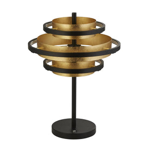Filleigh 3Lt LED Table Lamp Black/Gold Leaf - Comet Lighting