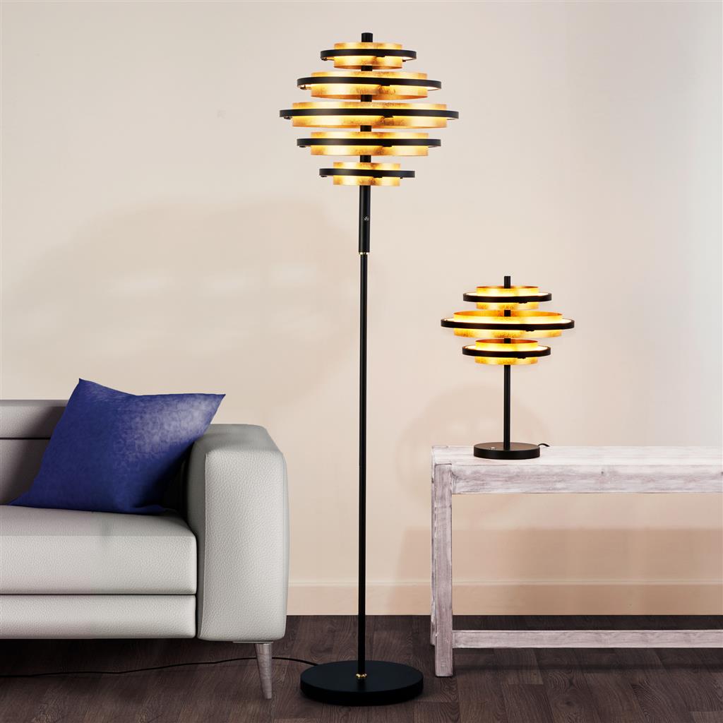 Filleigh 3Lt LED Table Lamp Black/Gold Leaf