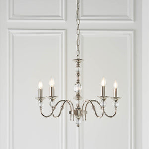 Polina Nickel 5-Light Pendant Ceiling Light - Comet Lighting