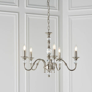 Polina Nickel 5-Light Pendant Ceiling Light - Comet Lighting
