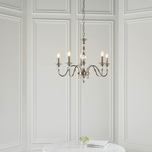 Polina Nickel 5-Light Pendant Ceiling Light - Comet Lighting
