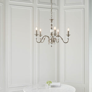 Polina Nickel 5-Light Pendant Ceiling Light - Comet Lighting