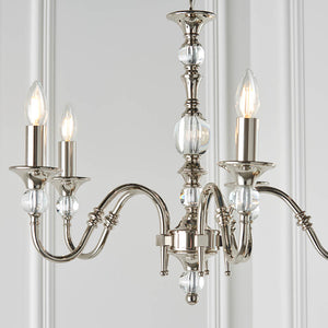 Polina Nickel 5-Light Pendant Ceiling Light - Comet Lighting