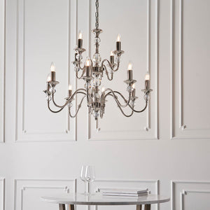 Polina Nickel 12-Light Pendant Ceiling Light - Comet Lighting
