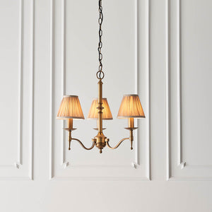 Stanford Antique Brass 3-Light Pendant & Beige Shades - Comet Lighting