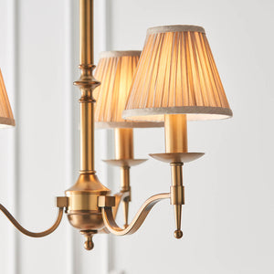 Stanford Antique Brass 3-Light Pendant & Beige Shades - Comet Lighting