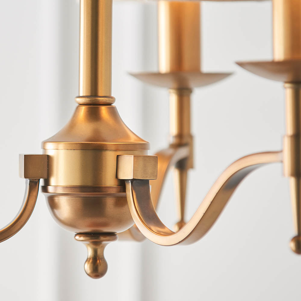 Stanford Antique Brass 3-Light Pendant & Beige Shades