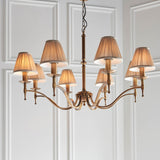 Stanford Antique Brass 8-Light Pendant & Beige Shades