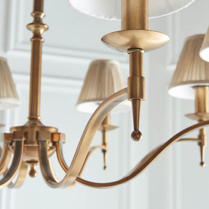 Stanford Antique Brass 8-Light Pendant & Beige Shades - Comet Lighting