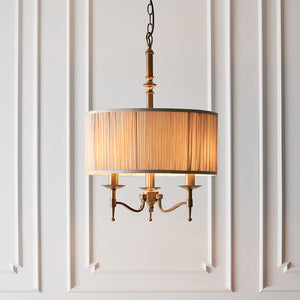 Stanford Nickel 3-Light Pendant & Beige Shade - Comet Lighting