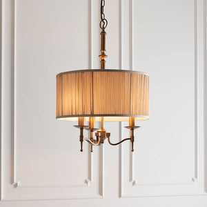 Stanford Nickel 3-Light Pendant & Beige Shade - Comet Lighting