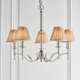 Stanford Nickel 5-Light Pendant & Beige Shades - Comet Lighting