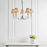 Stanford Nickel 5-Light Pendant & Beige Shades - Comet Lighting