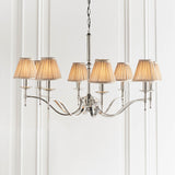 Stanford Nickel 8-Light Pendant & Beige Shades - Comet Lighting