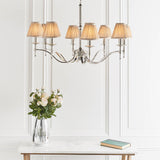 Stanford Nickel 8-Light Pendant & Beige Shades - Comet Lighting