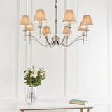 Stanford Nickel 8-Light Pendant & Beige Shades - Comet Lighting