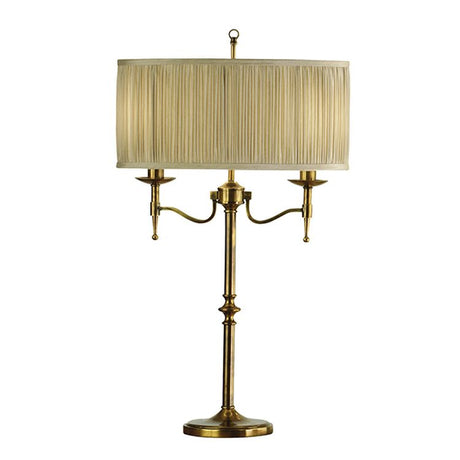 Stanford Antique Brass Table Lamp & Beige Shade
