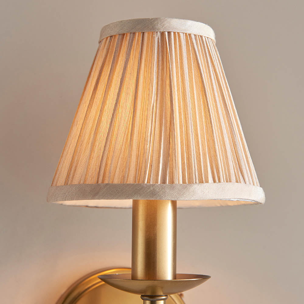 Stanford Antique Brass Single Wall Light & Beige Shade - Comet Lighting