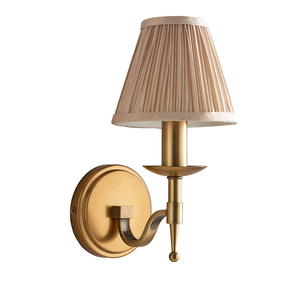 Stanford Antique Brass Single Wall Light & Beige Shade - Comet Lighting