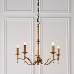Stanford Antique Brass 5-Light Pendant Ceiling Light - Comet Lighting