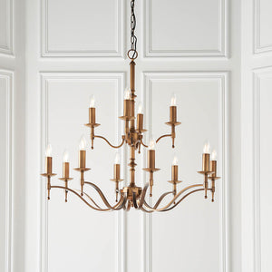 Stanford Antique Brass 12-Light Pendant Ceiling Light - Comet Lighting