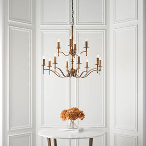 Stanford Antique Brass 12-Light Pendant Ceiling Light - Comet Lighting