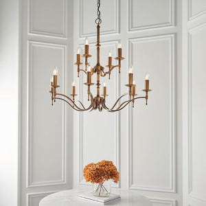 Stanford Antique Brass 12-Light Pendant Ceiling Light - Comet Lighting