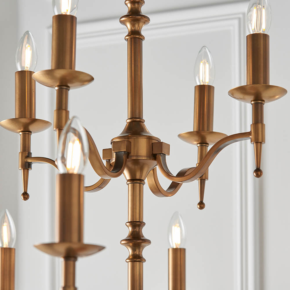 Stanford Antique Brass 12-Light Pendant Ceiling Light