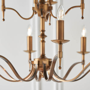 Stanford Antique Brass 12-Light Pendant Ceiling Light - Comet Lighting